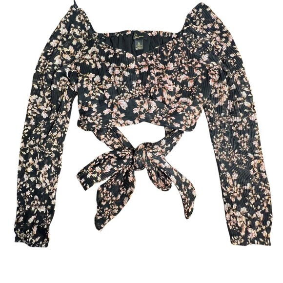 Accordian Bow Long Sleeve Going Out Top Fairy Grunge Whimsigoth Y2K Floral Small - Picture 1 of 13